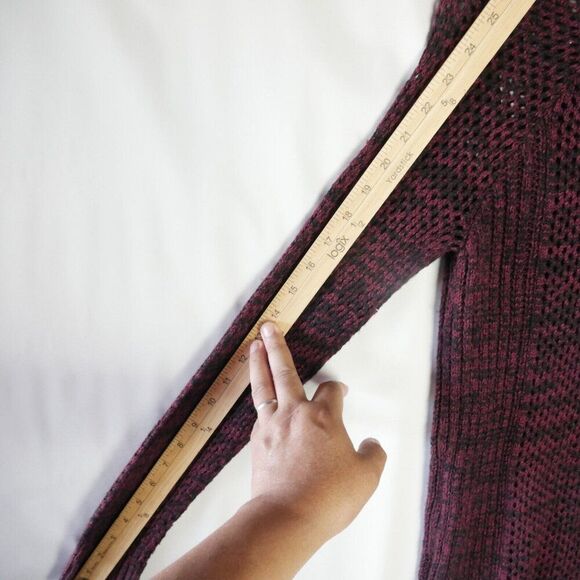 Guess Women S/P Red Heather Open Stitch Long Sleeve Scoop Neck Sweater Pullover - Picture 12 of 13